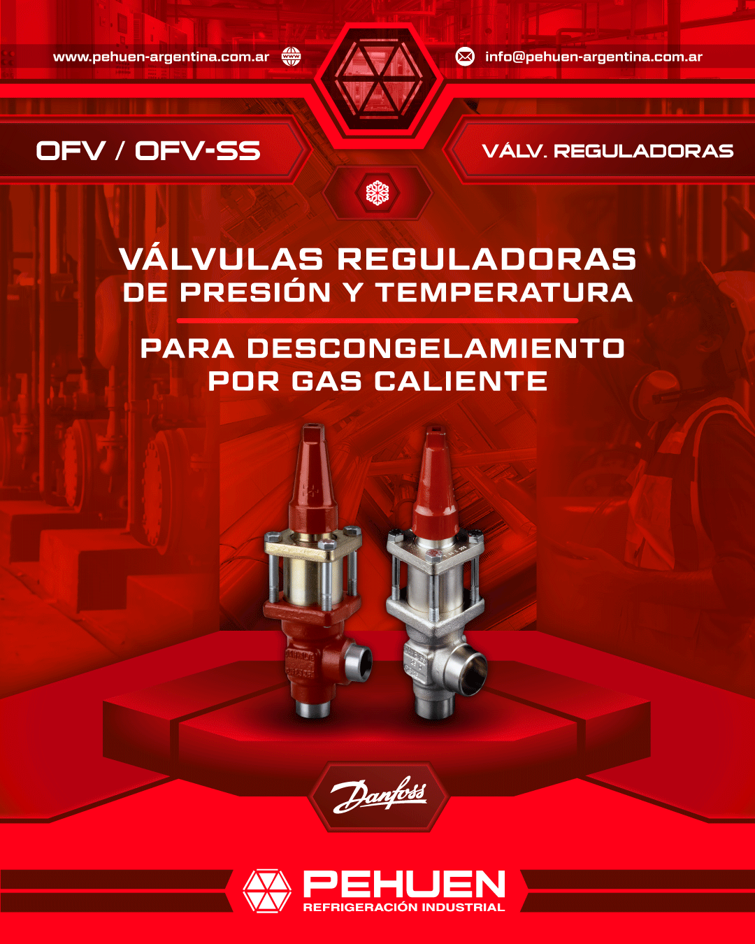Válvulas reguladoras Danfoss OFV y OFV-SS para descongelamiento por gas caliente en refrigeración industrial