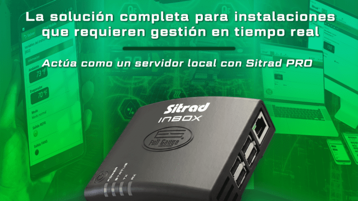 Imagen promocional del Sitrad InBox de Full Gauge para monitoreo remoto, supervisión centralizada y gestión de instalaciones industriales mediante Sitrad PRO.