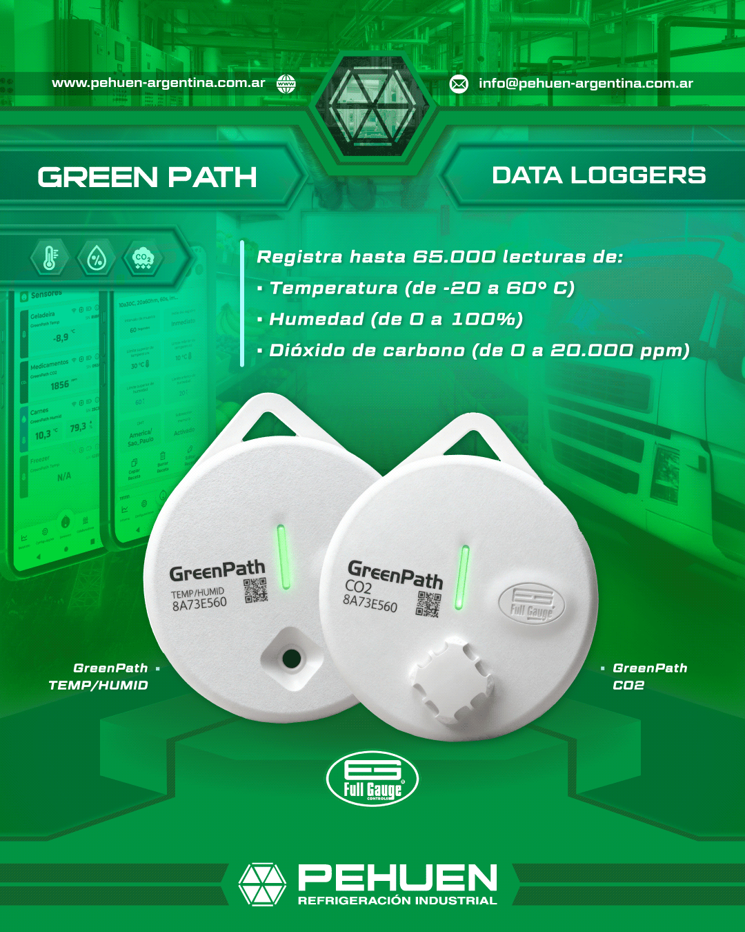 Green Path TEMP/ HUMID y Green Path CO2. Nuevos sensores portátiles de Full Gauge.