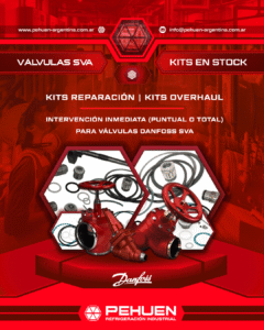 Kits de reparación y kits overhaul en stock para válvulas Danfoss SVA. Componentes para mantenimiento puntual o reparación completa en instalaciones de refrigeración industrial.