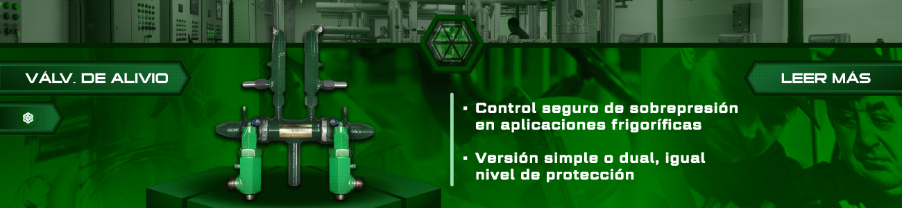 Válvulas de alivio Hecam simple y dual para control de sobrepresión en aplicaciones frigoríficas industriales